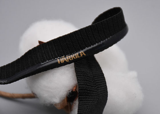 पॉलिएस्टर स्वनिर्धारित 1.5 सेमी गैर पर्ची लोचदार बैंड मुद्रित सिलिकॉन लोगो के साथ