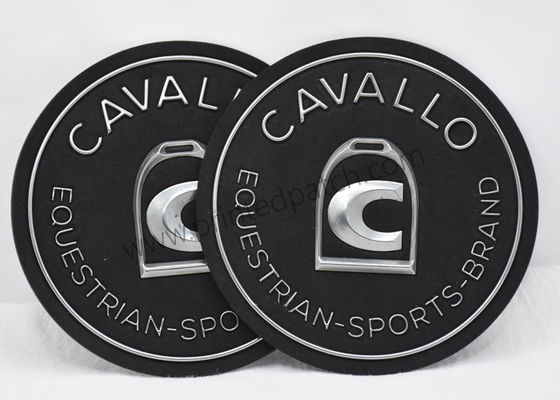 2 मिमी सिल्वर टीपीयू उभरा हुआ पैच OEKO ब्लैक 3D साबर लेबल